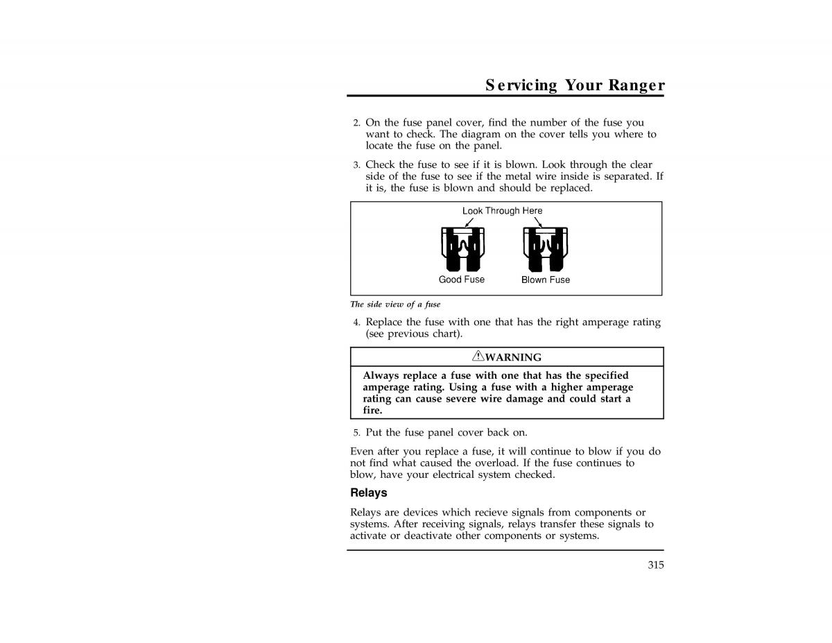 Ford Ranger owners manual / page 314