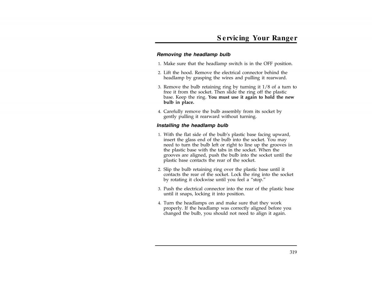 Ford Ranger owners manual / page 318