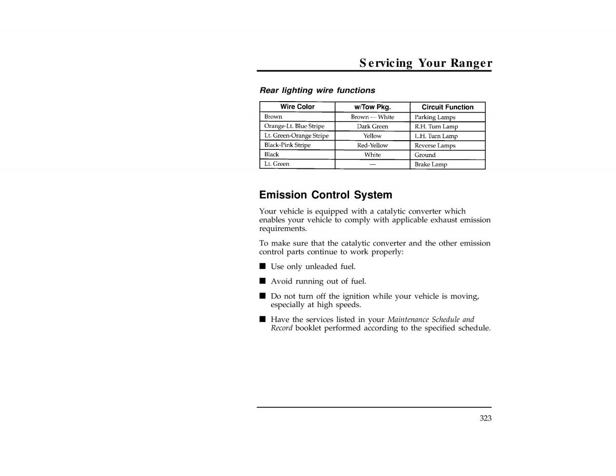 Ford Ranger owners manual / page 322