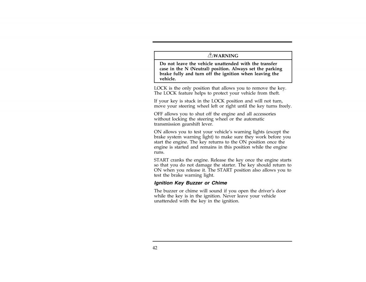 Ford Ranger owners manual / page 44