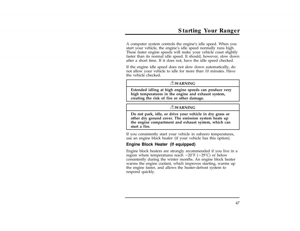 Ford Ranger owners manual / page 49