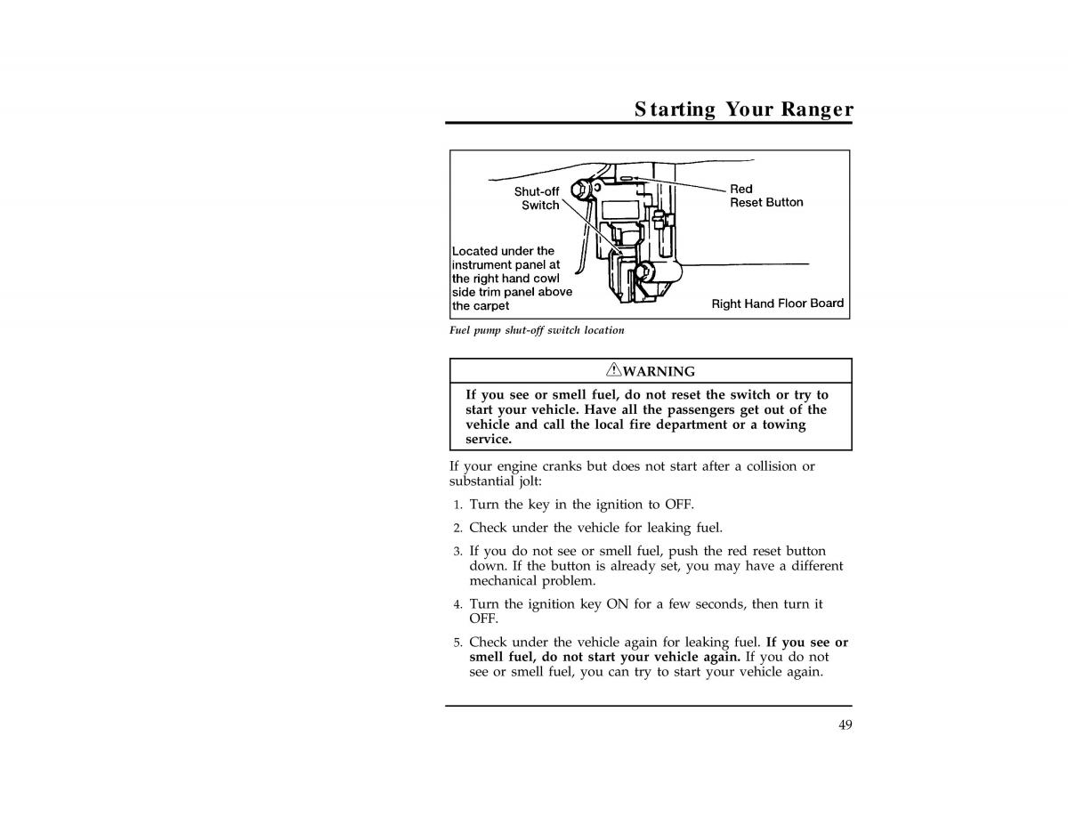 Ford Ranger owners manual / page 51