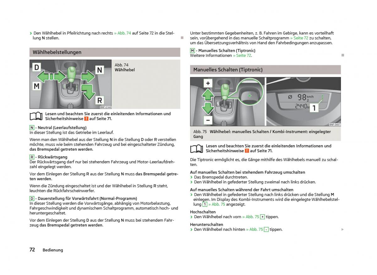 Skoda Citigo Handbuch / page 74