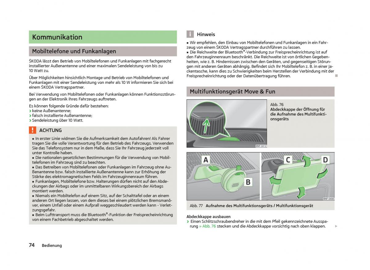 Skoda Citigo Handbuch / page 76