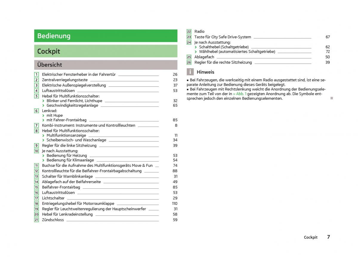 Skoda Citigo Handbuch / page 9