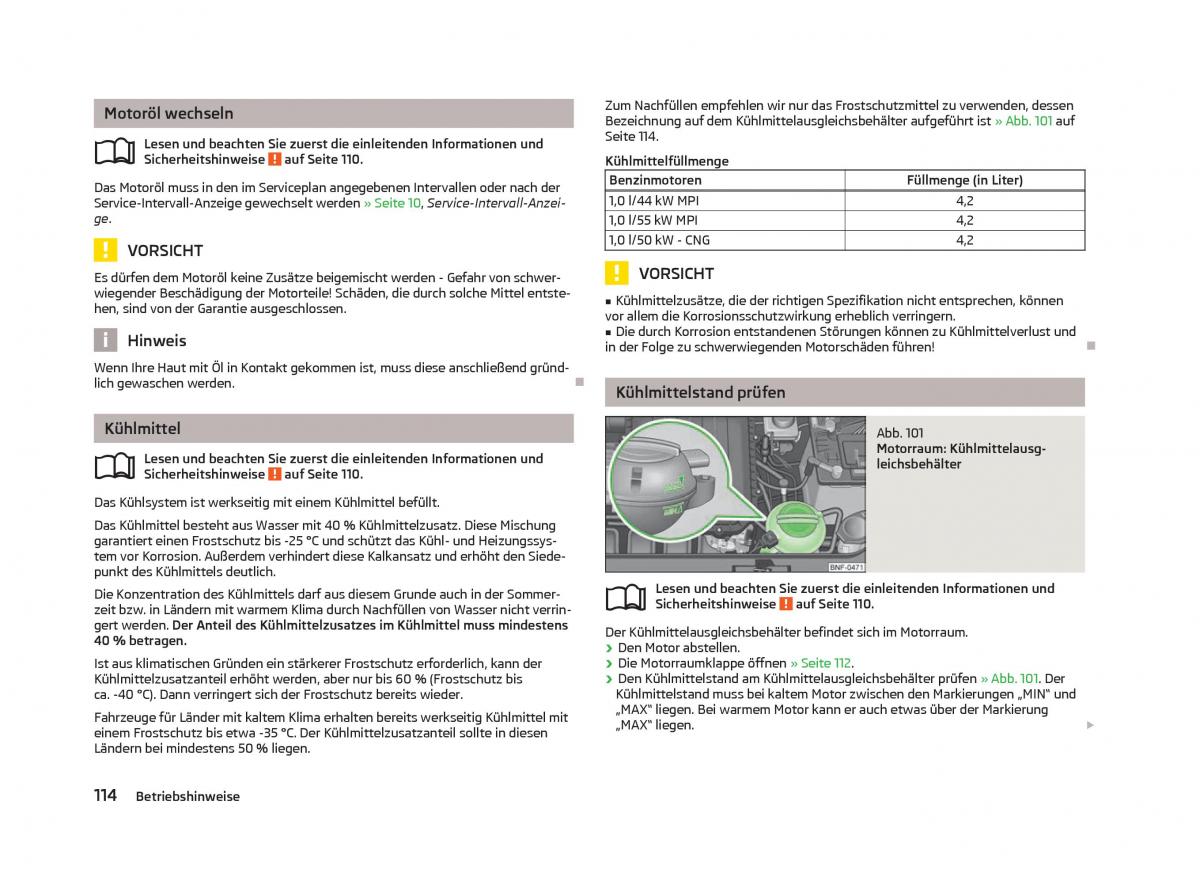 Skoda Citigo Handbuch / page 116