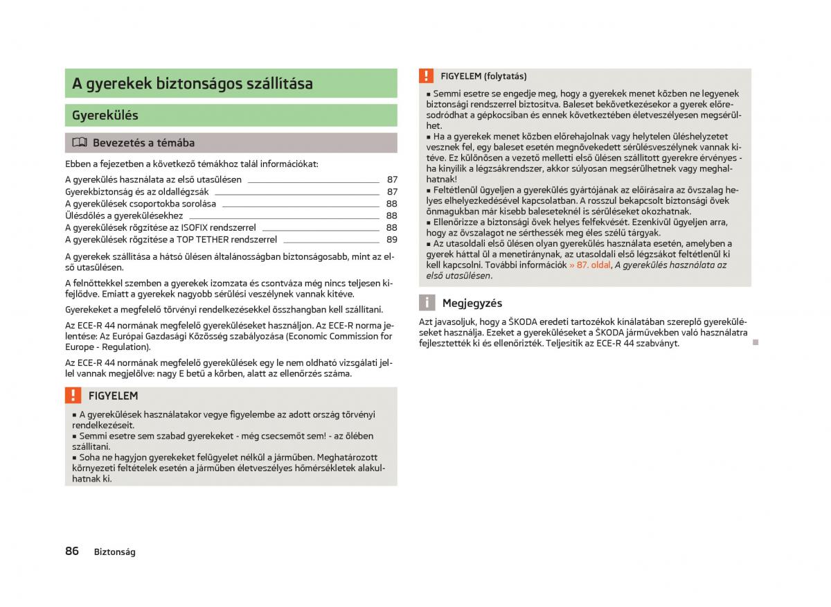 Skoda Citigo Kezelesi utmutato / page 88