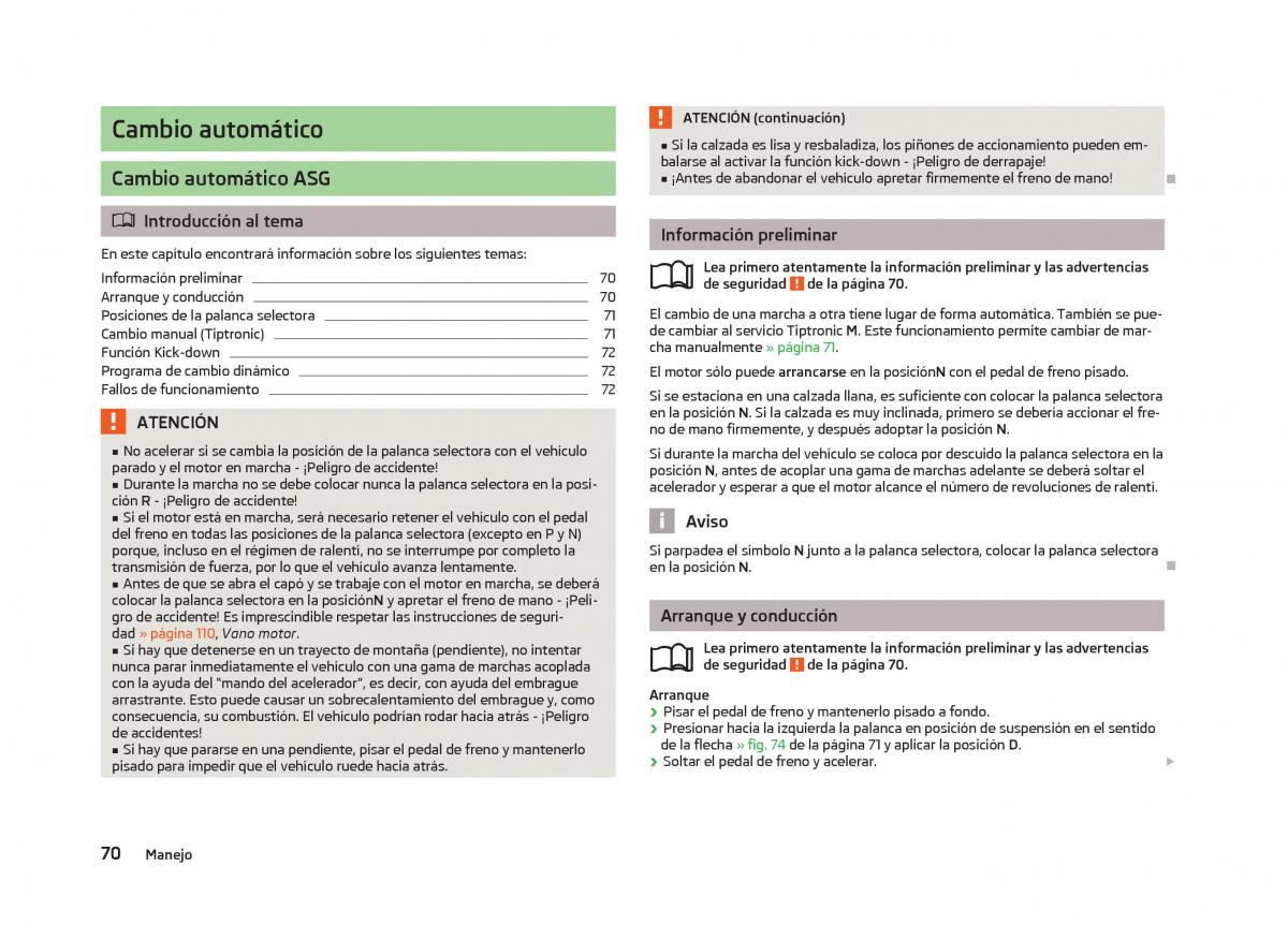 Skoda Citigo manual del propietario / page 72