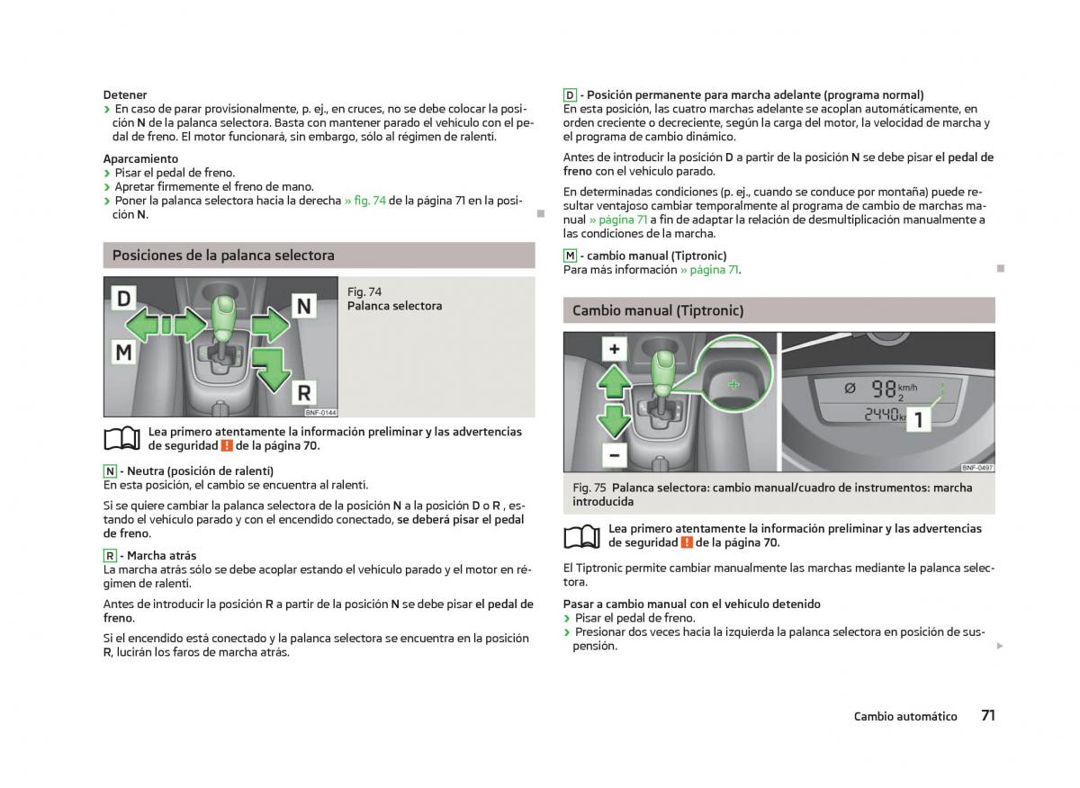 Skoda Citigo manual del propietario / page 73