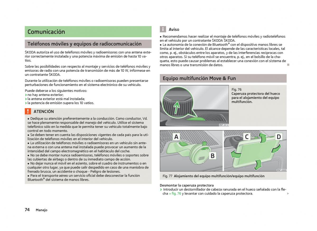 Skoda Citigo manual del propietario / page 76