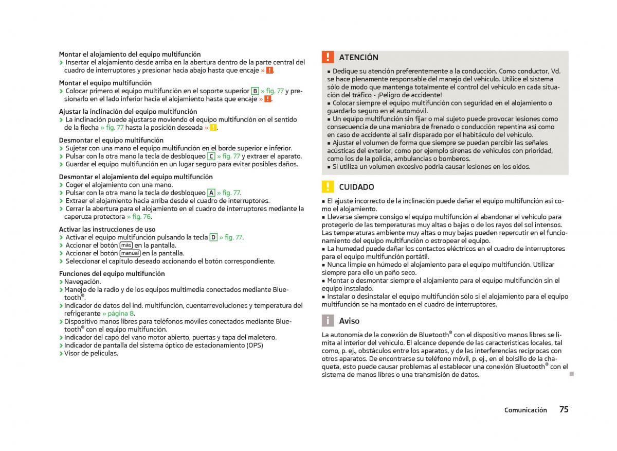 Skoda Citigo manual del propietario / page 77