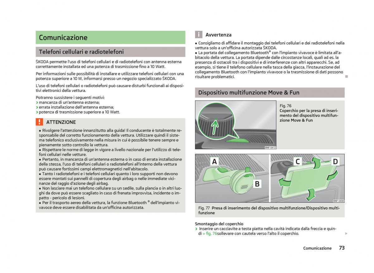 Skoda Citigo manuale del proprietario / page 75