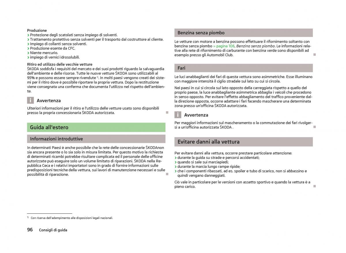 Skoda Citigo manuale del proprietario / page 98