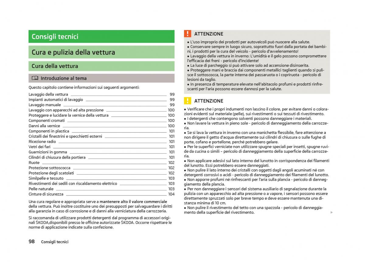 Skoda Citigo manuale del proprietario / page 100