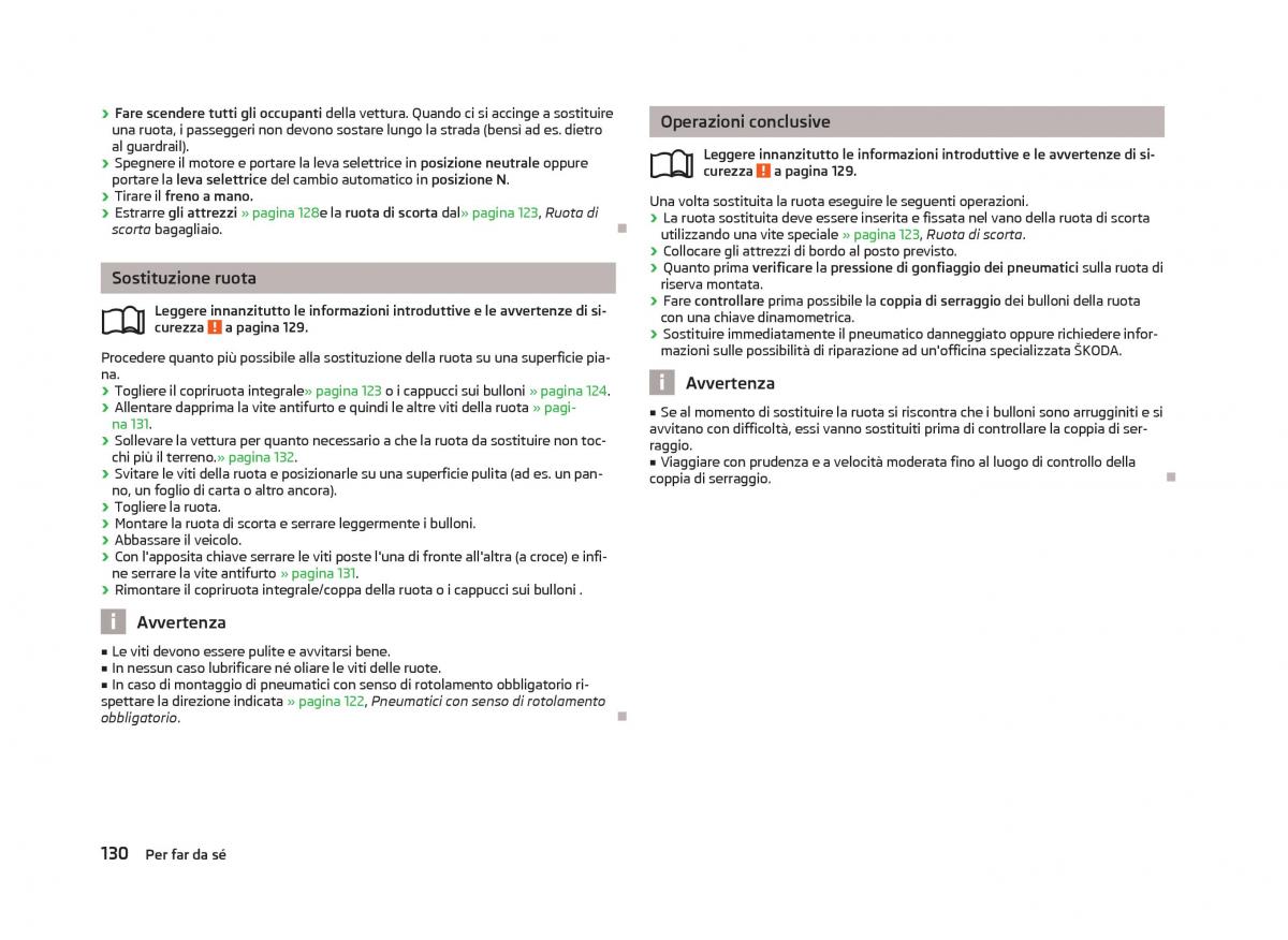 Skoda Citigo manuale del proprietario / page 132