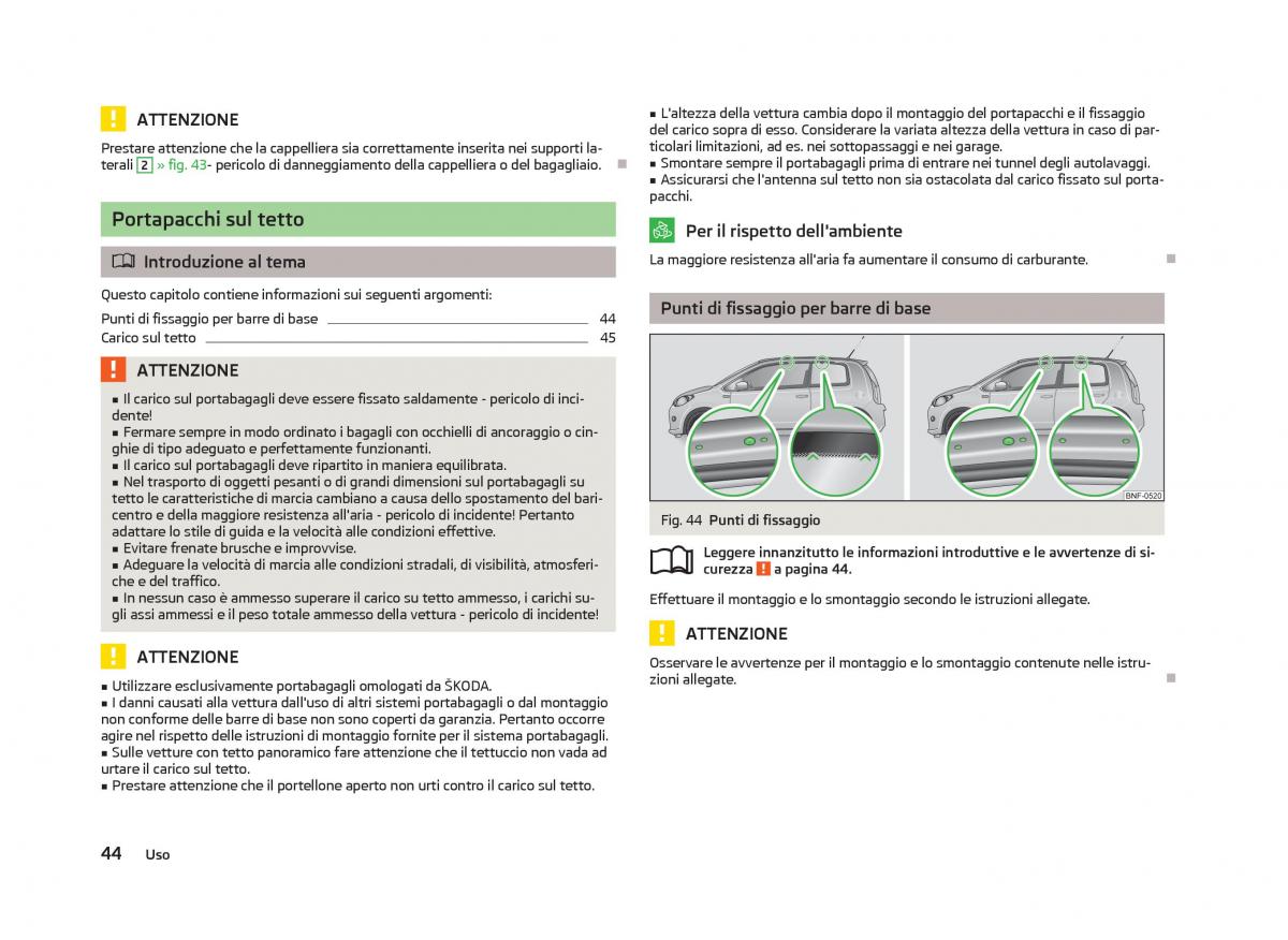 Skoda Citigo manuale del proprietario / page 46