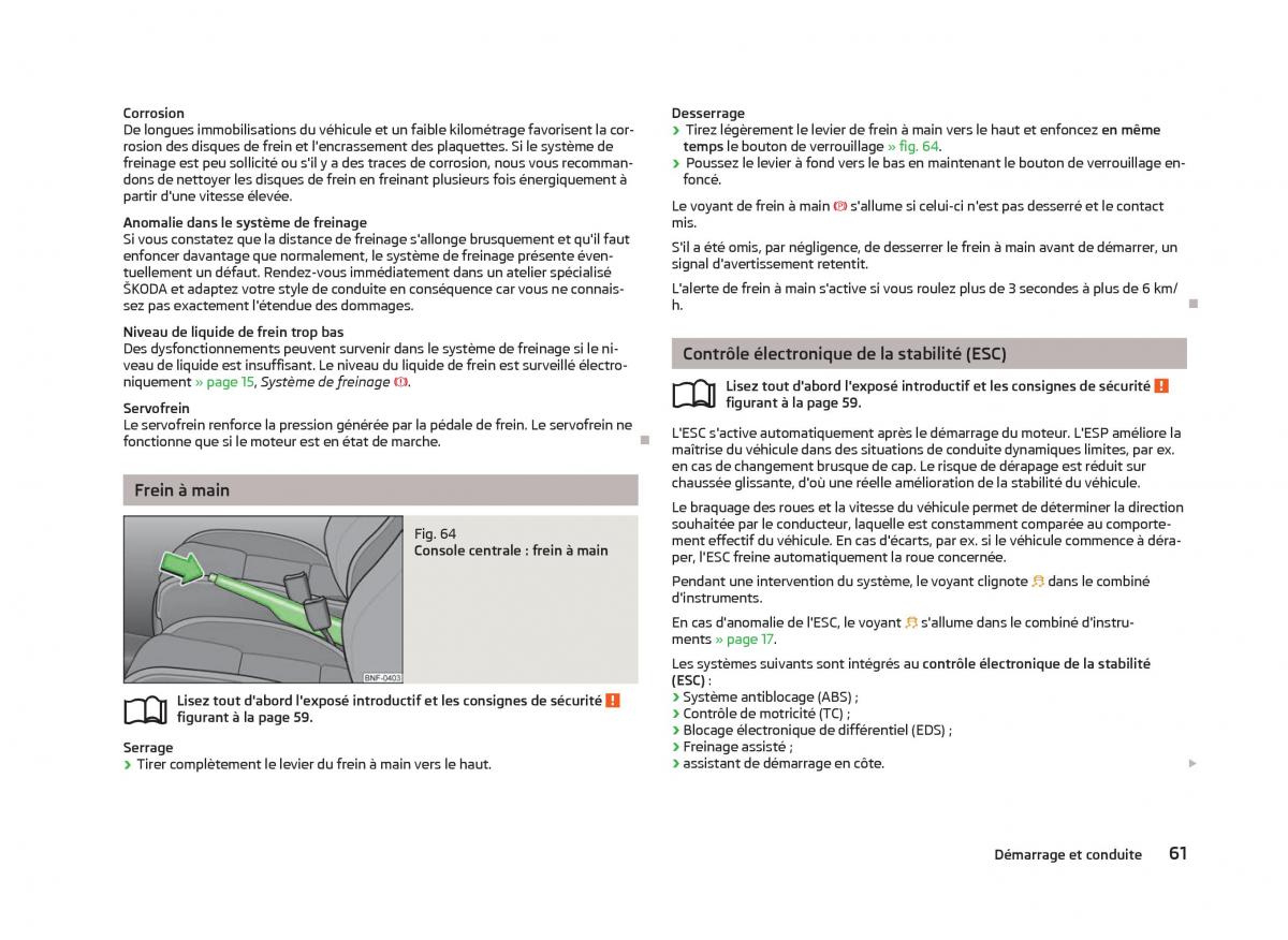 Skoda Citigo manuel du proprietaire / page 63