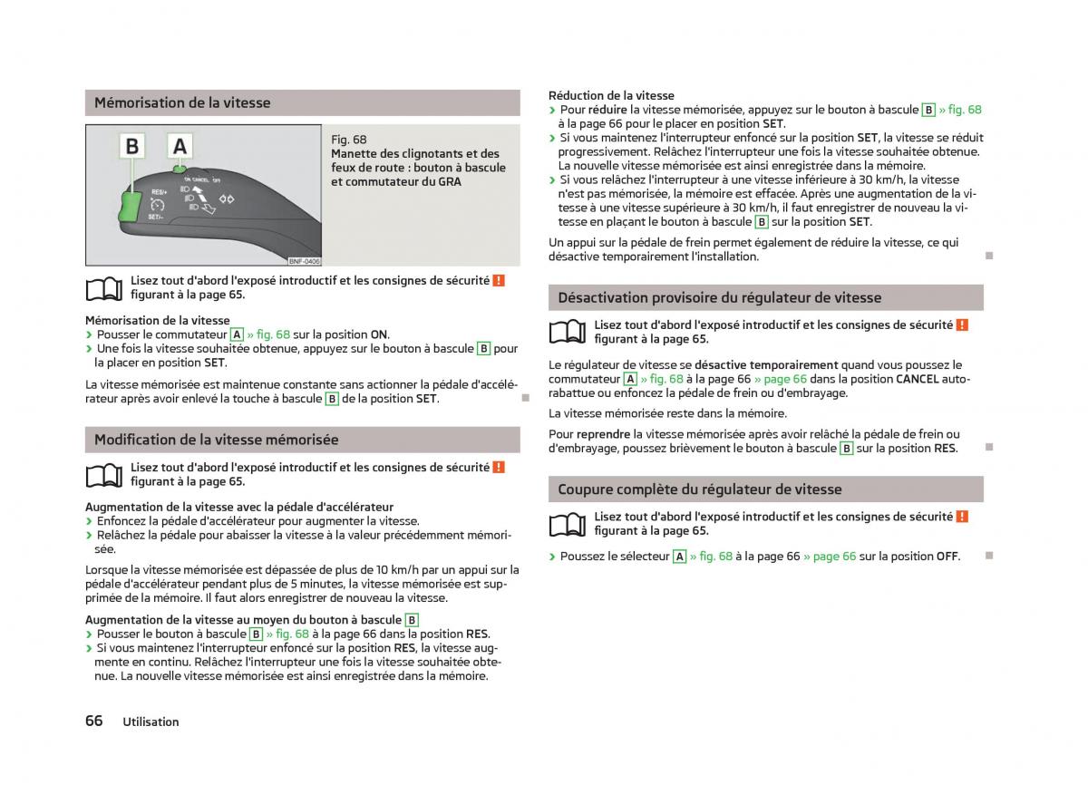 Skoda Citigo manuel du proprietaire / page 68