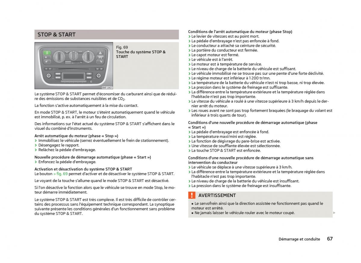 Skoda Citigo manuel du proprietaire / page 69