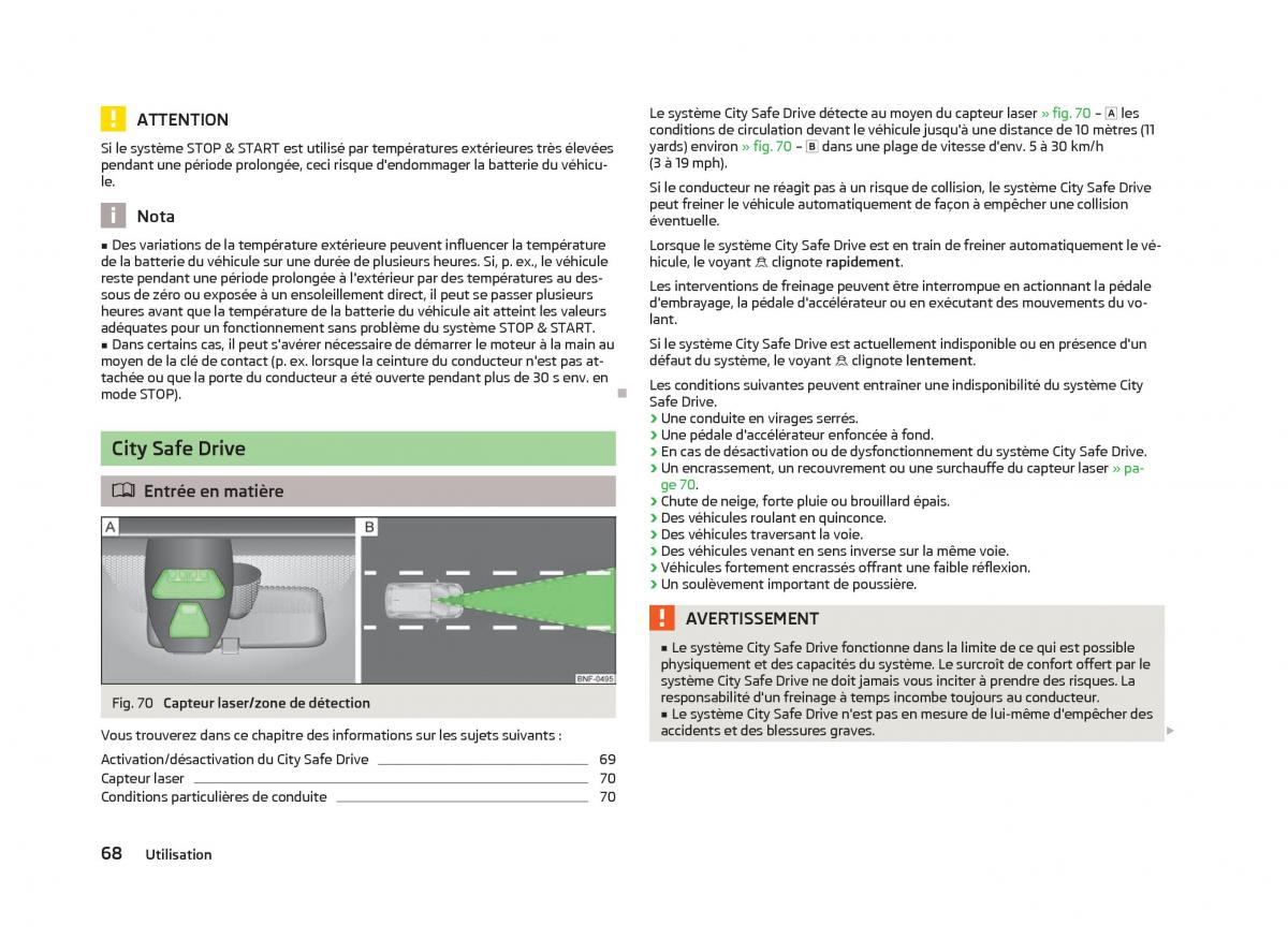 Skoda Citigo manuel du proprietaire / page 70