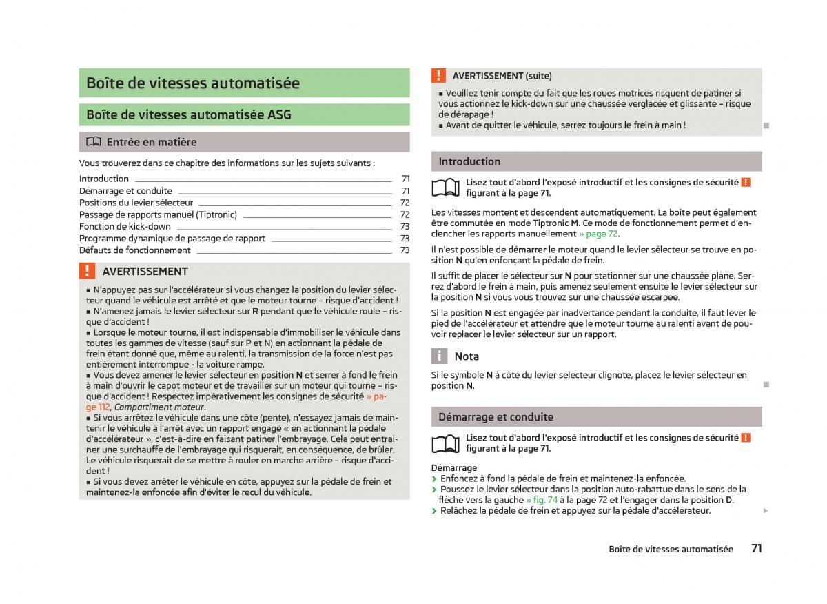 Skoda Citigo manuel du proprietaire / page 73