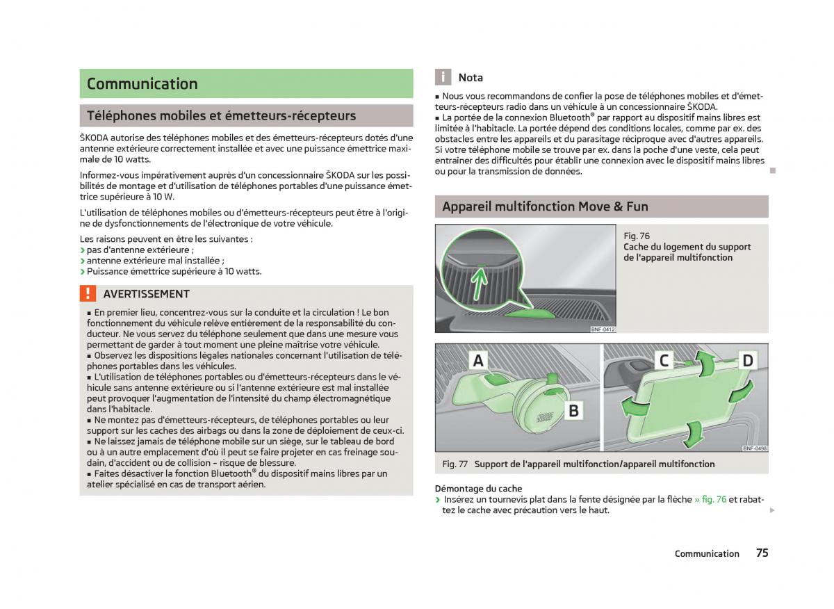 Skoda Citigo manuel du proprietaire / page 77