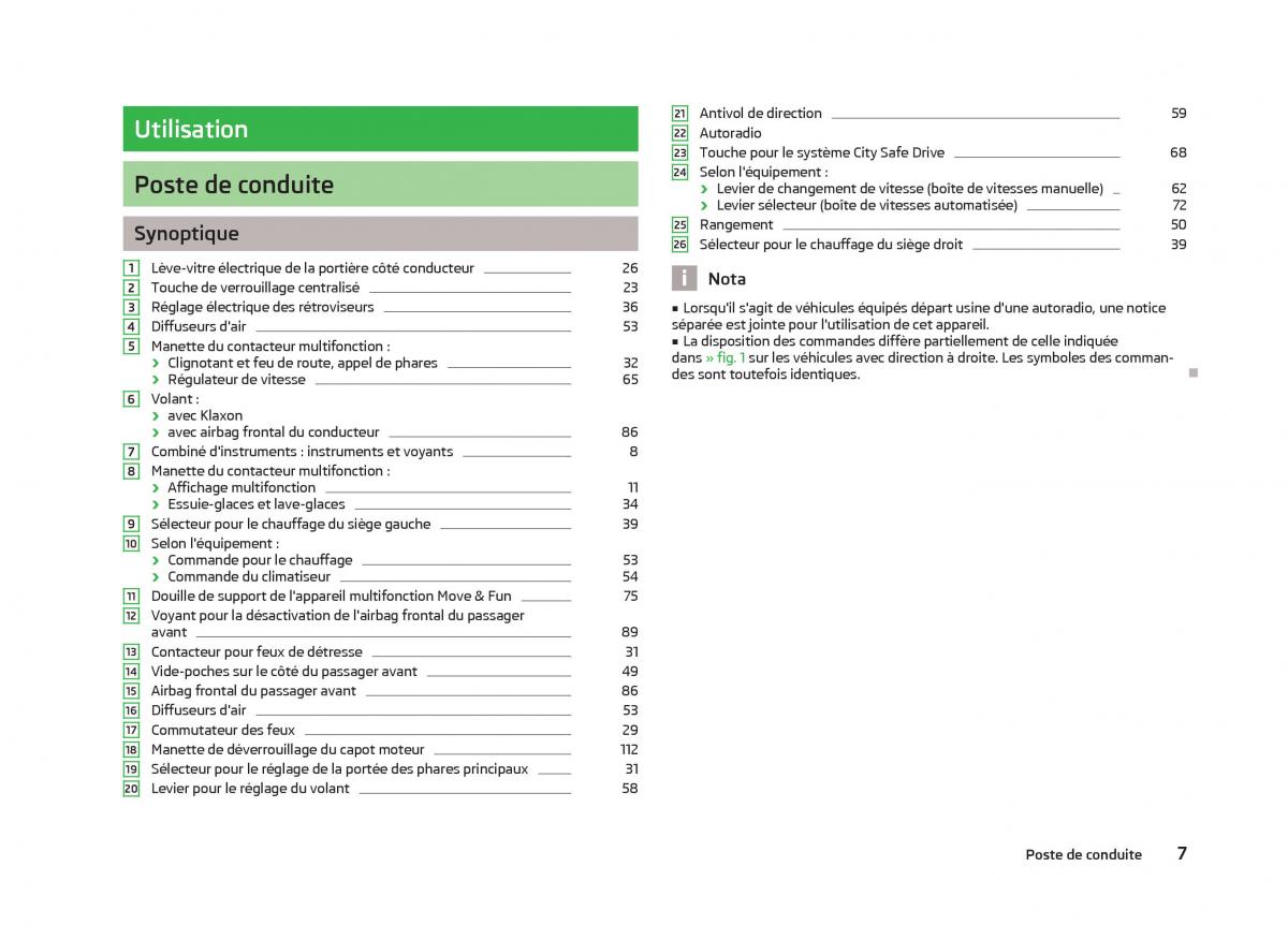 Skoda Citigo manuel du proprietaire / page 9