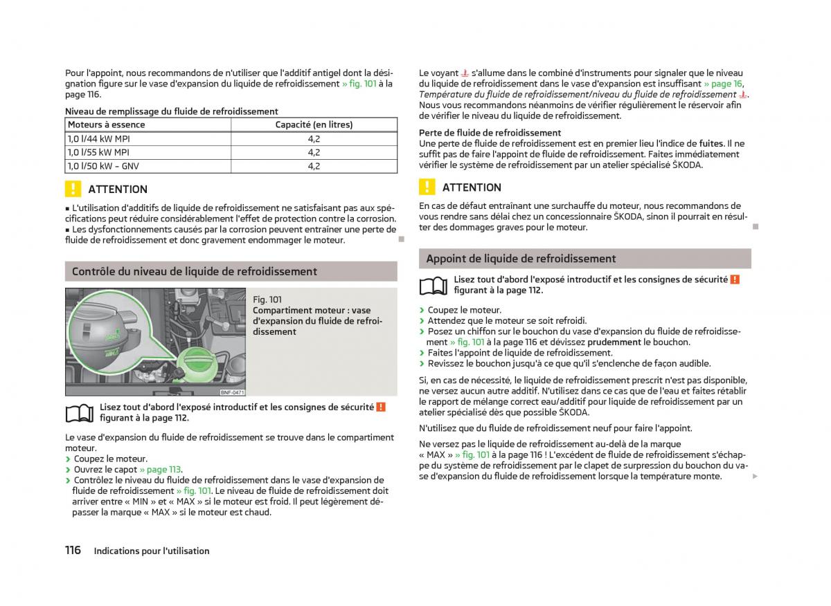 Skoda Citigo manuel du proprietaire / page 118