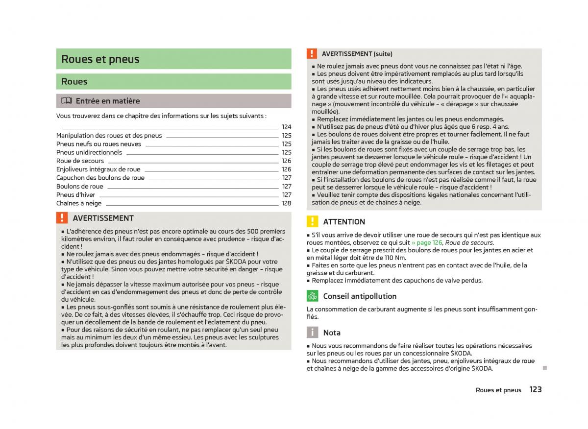 Skoda Citigo manuel du proprietaire / page 125