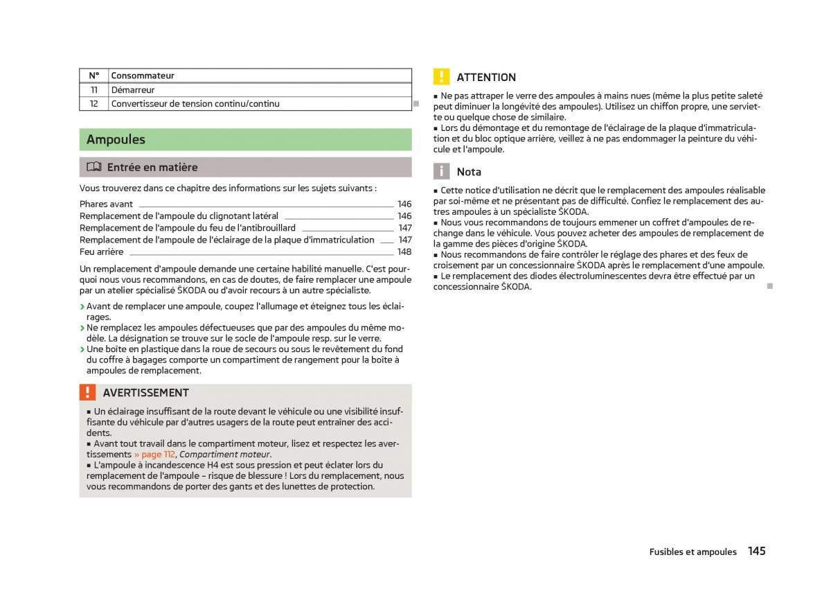 Skoda Citigo manuel du proprietaire / page 147