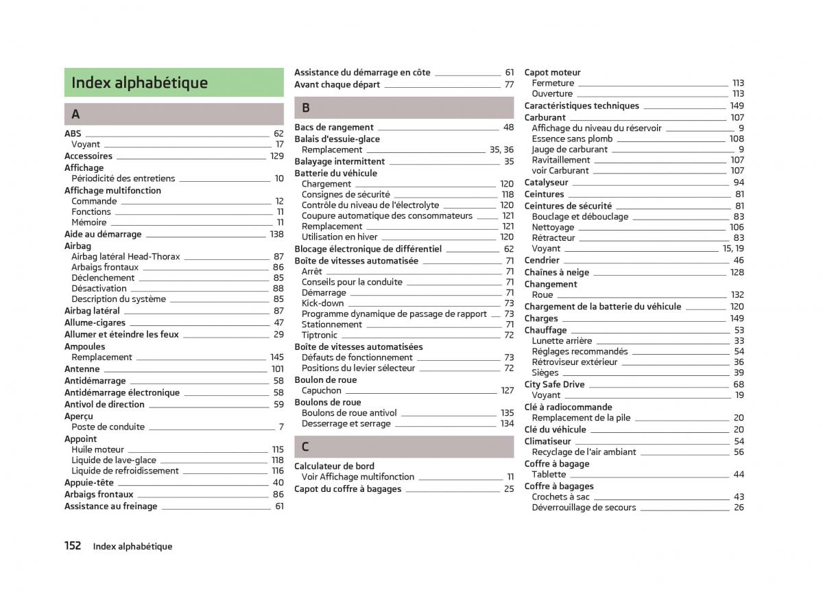 Skoda Citigo manuel du proprietaire / page 154