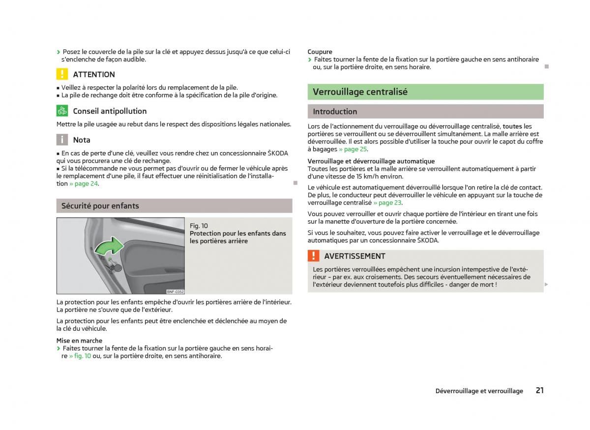 Skoda Citigo manuel du proprietaire / page 23