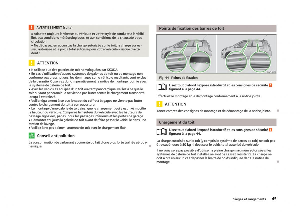 Skoda Citigo manuel du proprietaire / page 47