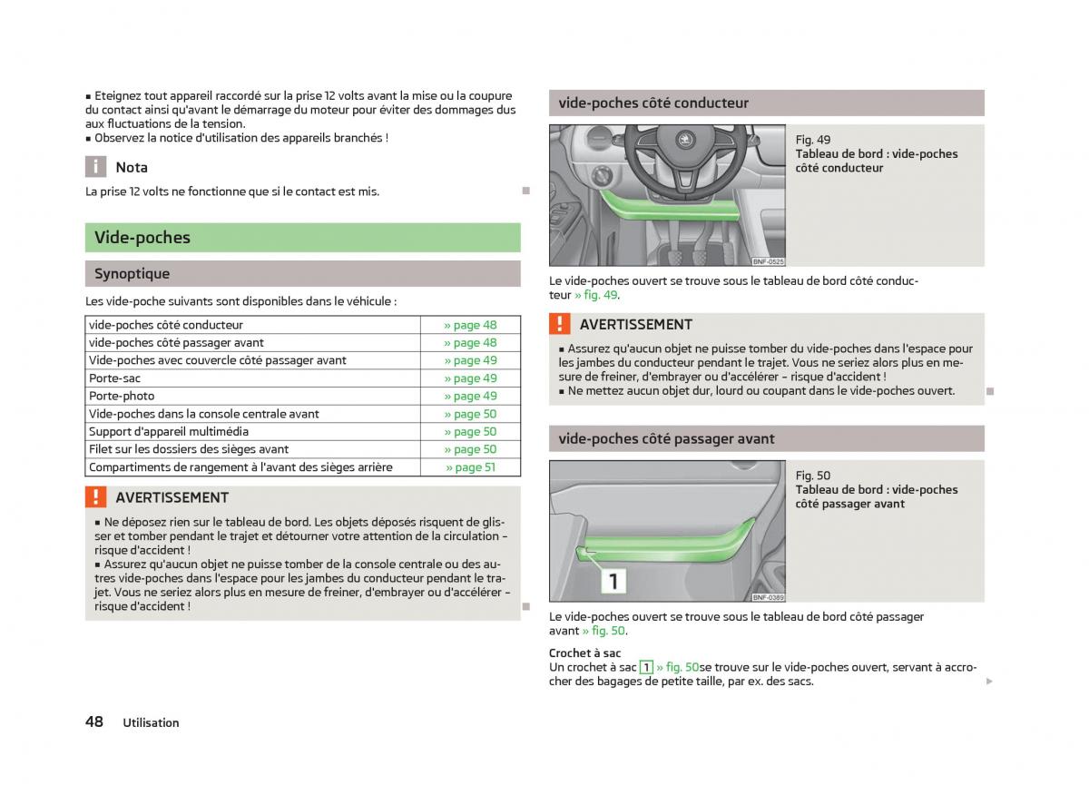 Skoda Citigo manuel du proprietaire / page 50