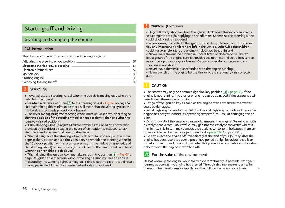 Skoda Citigo owners manual / page 58