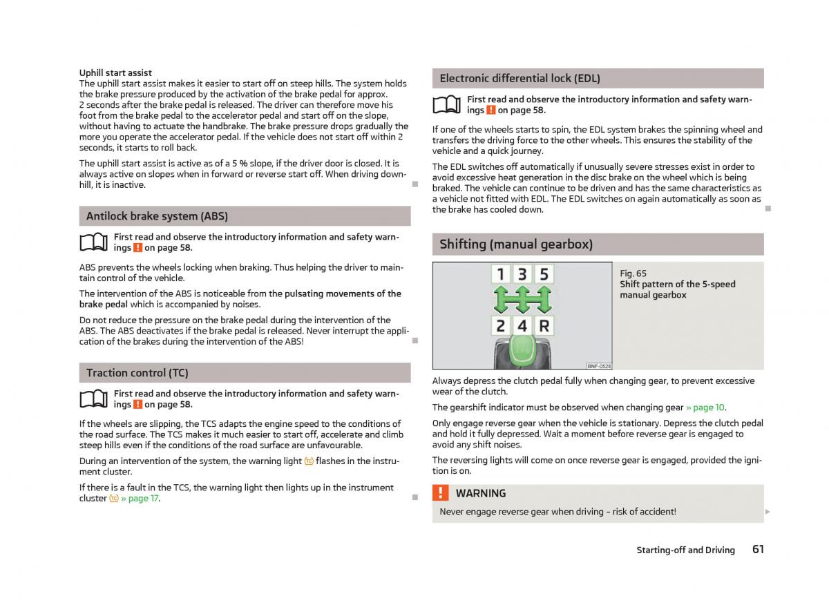 Skoda Citigo owners manual / page 63