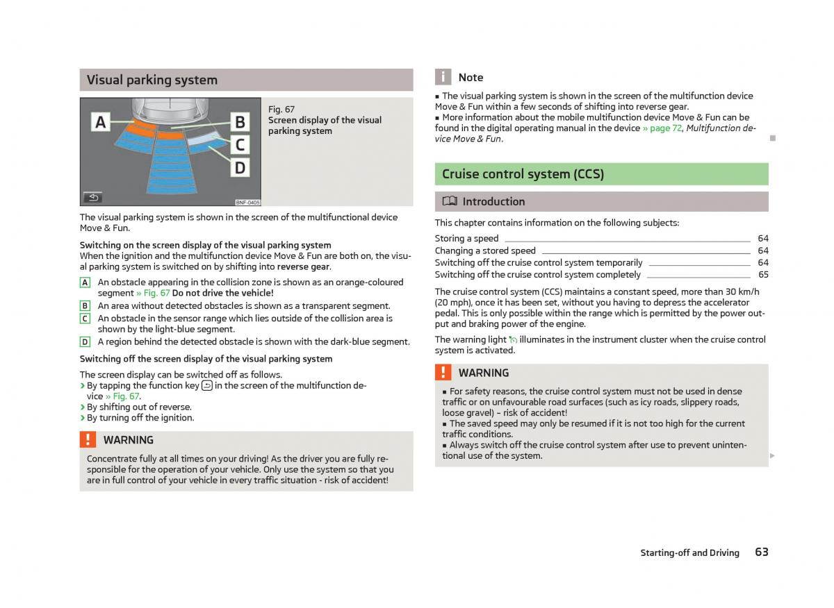 Skoda Citigo owners manual / page 65