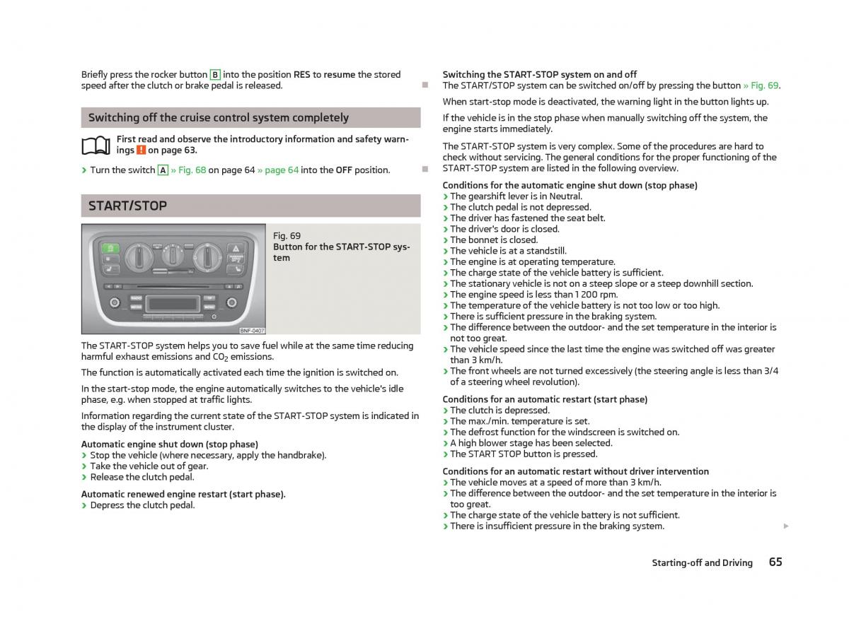 Skoda Citigo owners manual / page 67