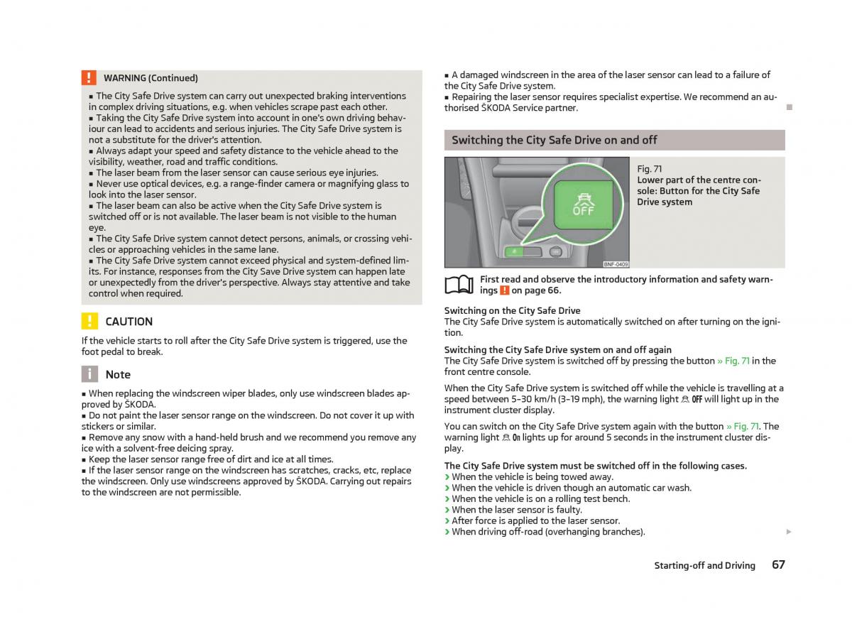 Skoda Citigo owners manual / page 69