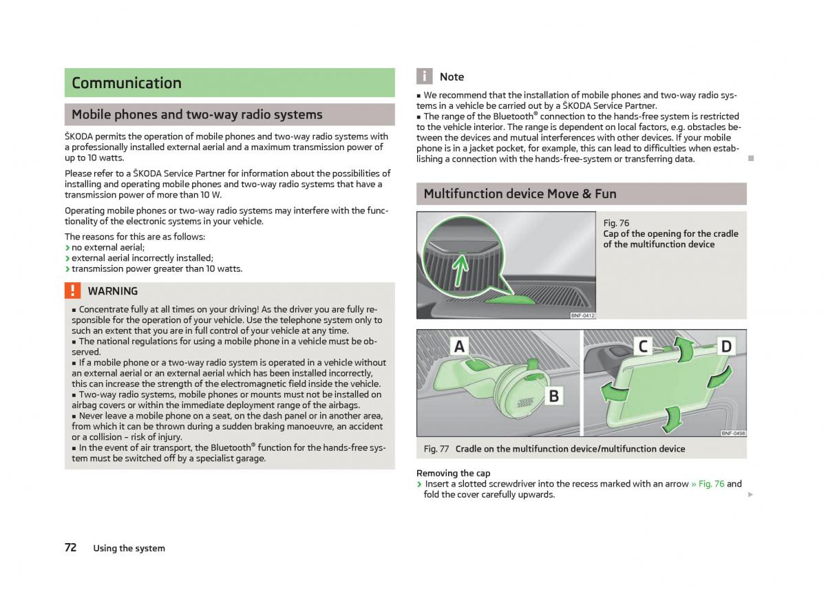 Skoda Citigo owners manual / page 74