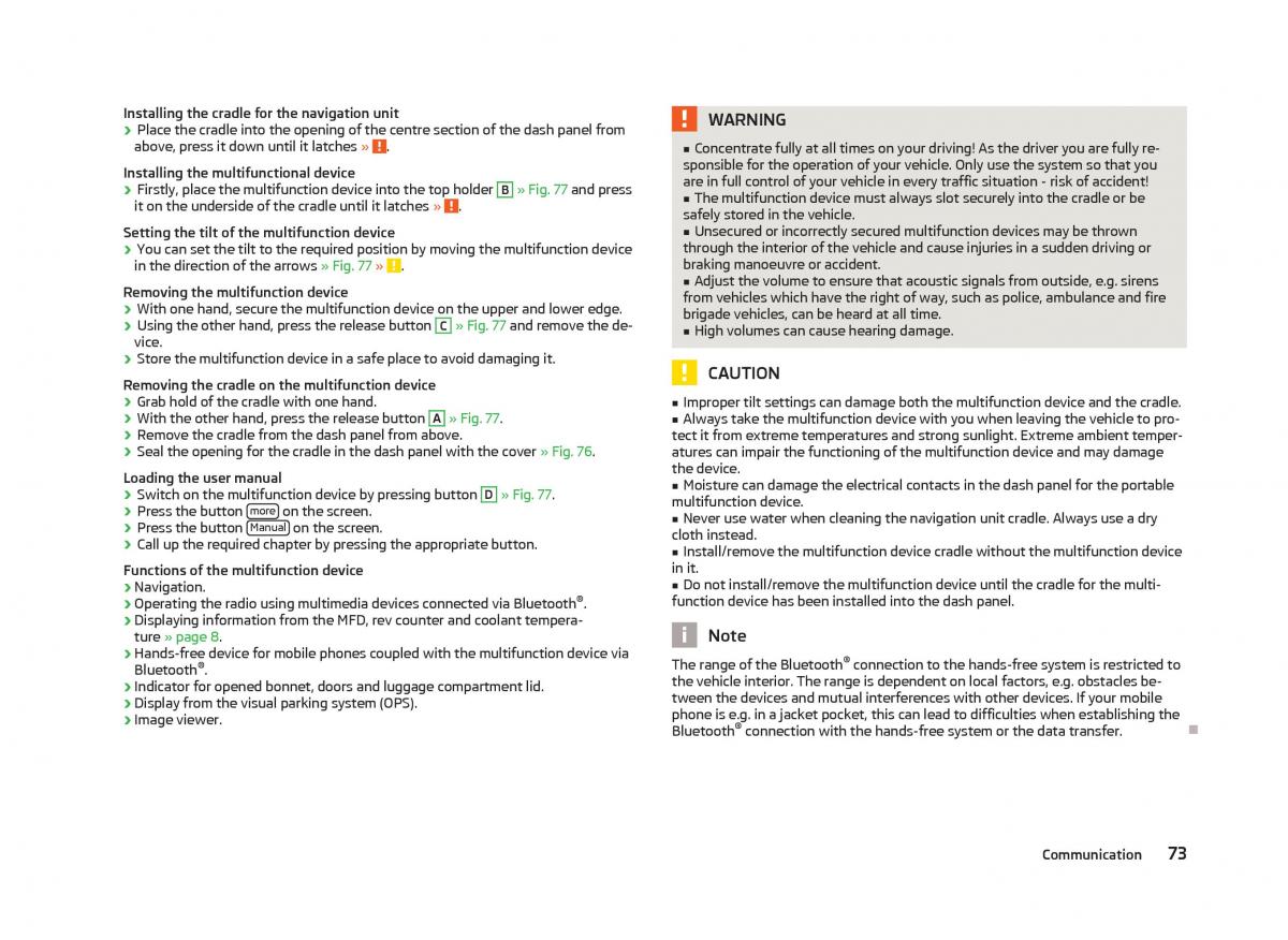 Skoda Citigo owners manual / page 75