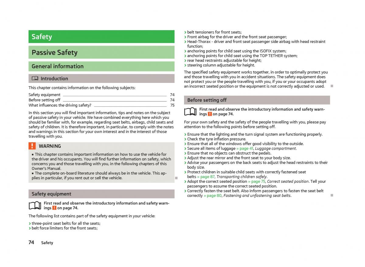 Skoda Citigo owners manual / page 76