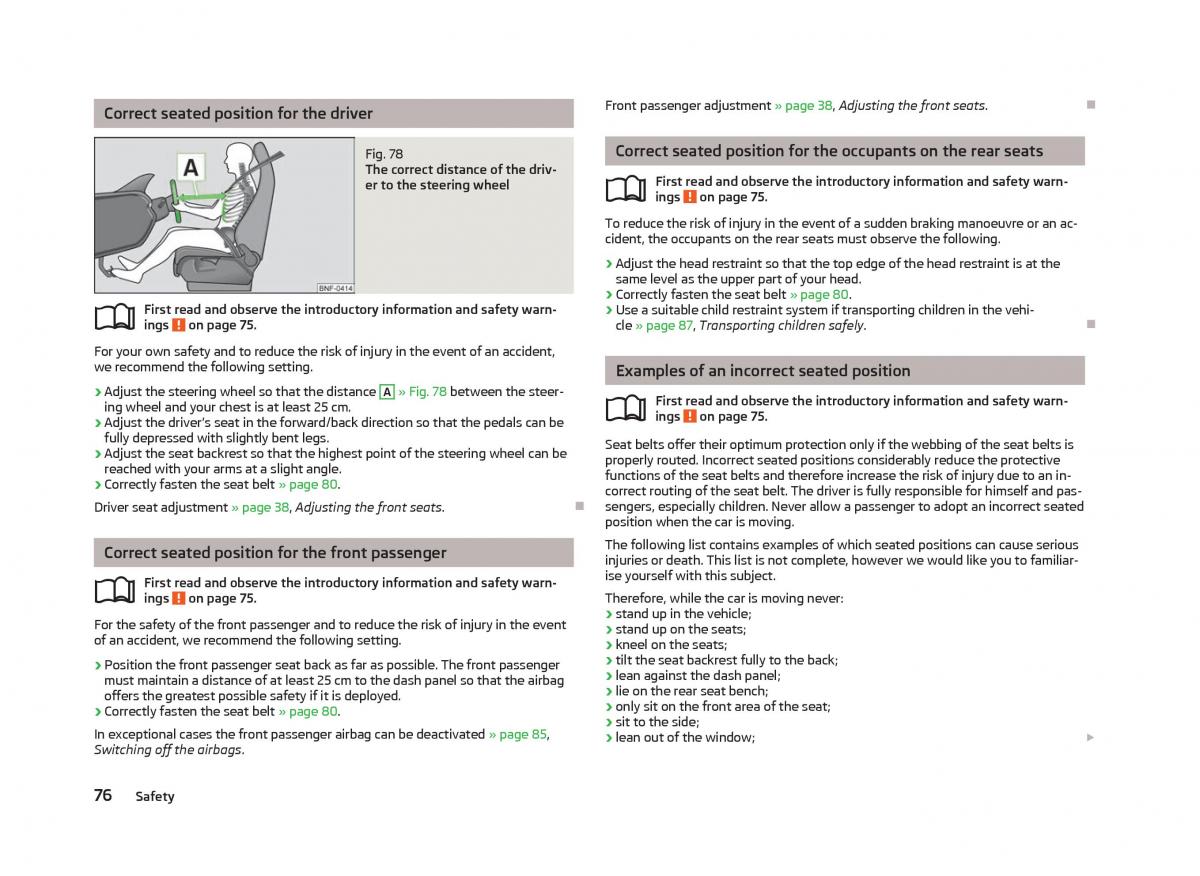 Skoda Citigo owners manual / page 78