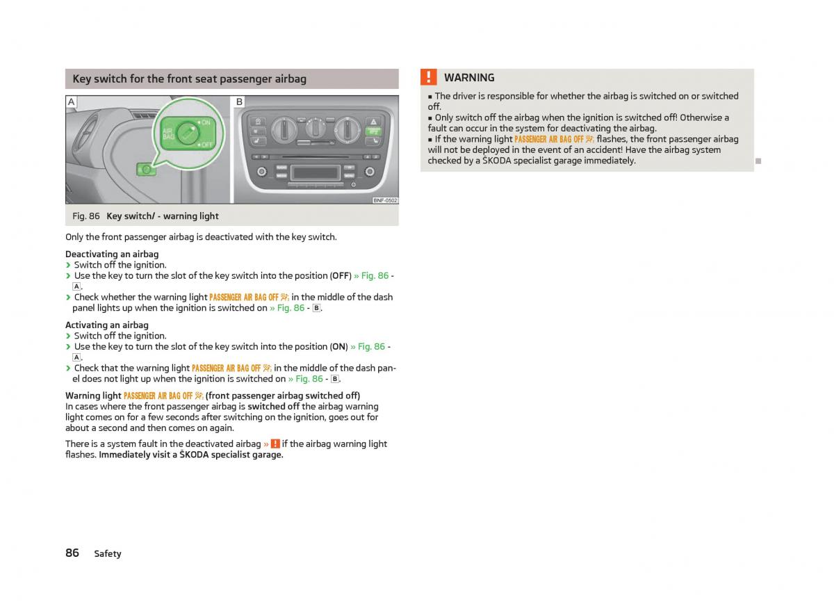 Skoda Citigo owners manual / page 88