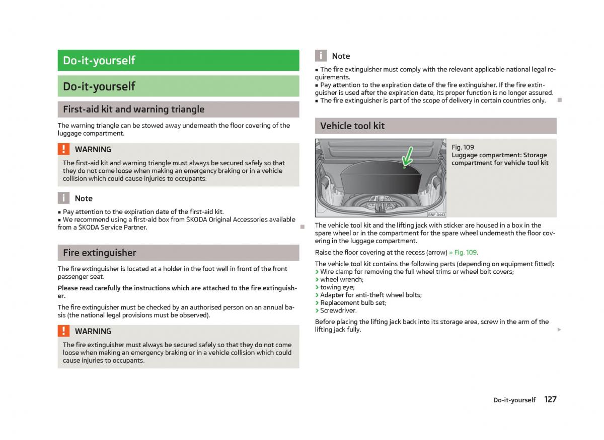 Skoda Citigo owners manual / page 129