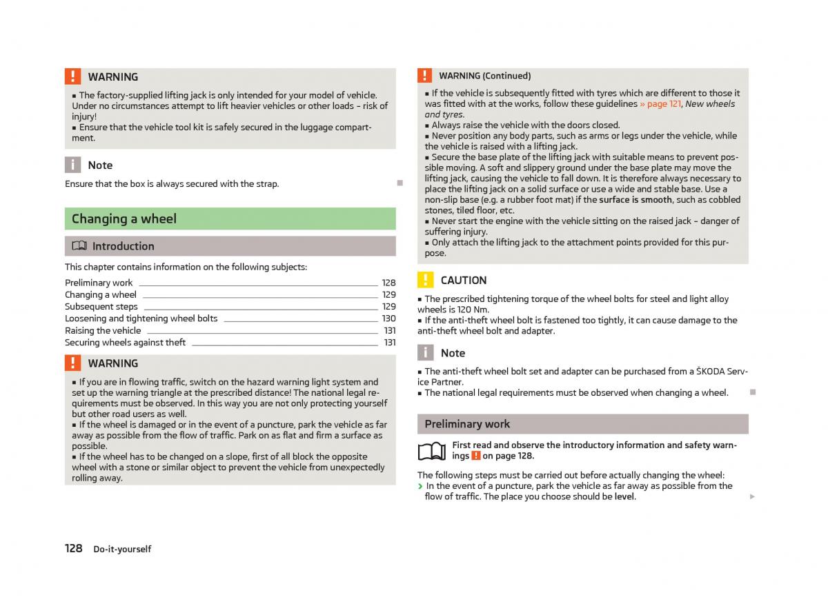 Skoda Citigo owners manual / page 130