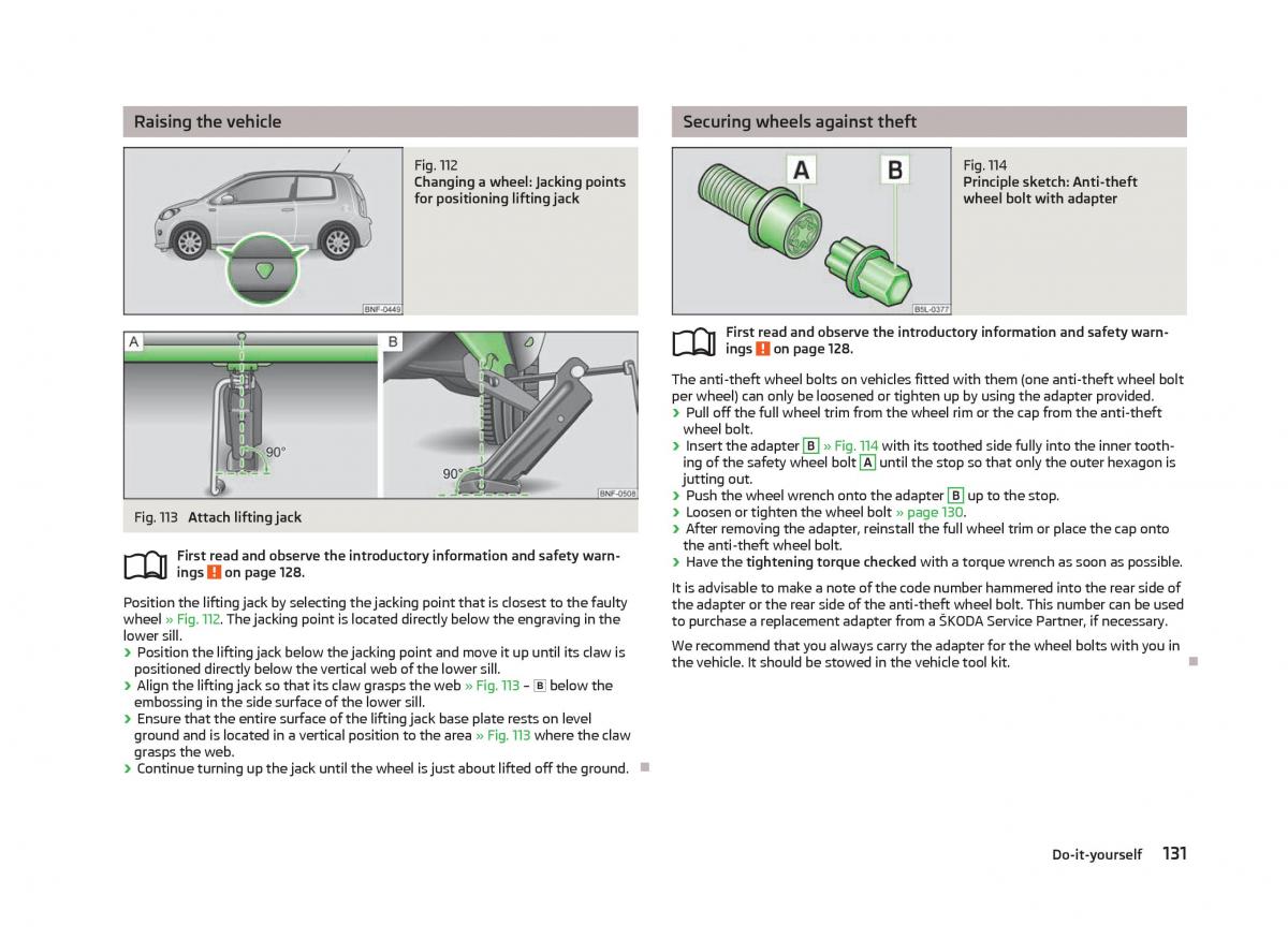 Skoda Citigo owners manual / page 133