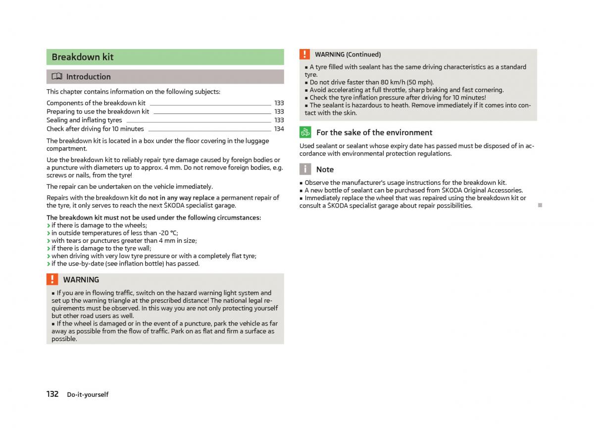 Skoda Citigo owners manual / page 134