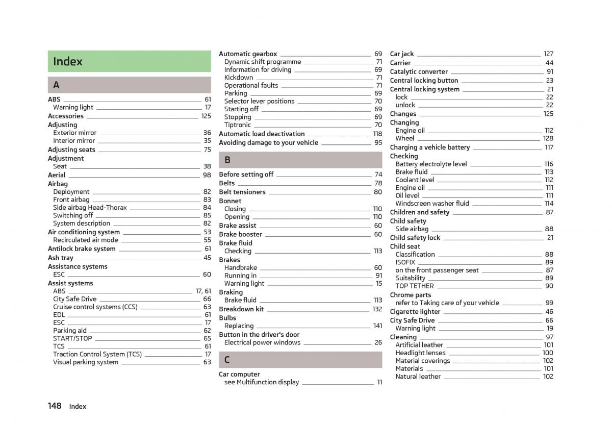 Skoda Citigo owners manual / page 150