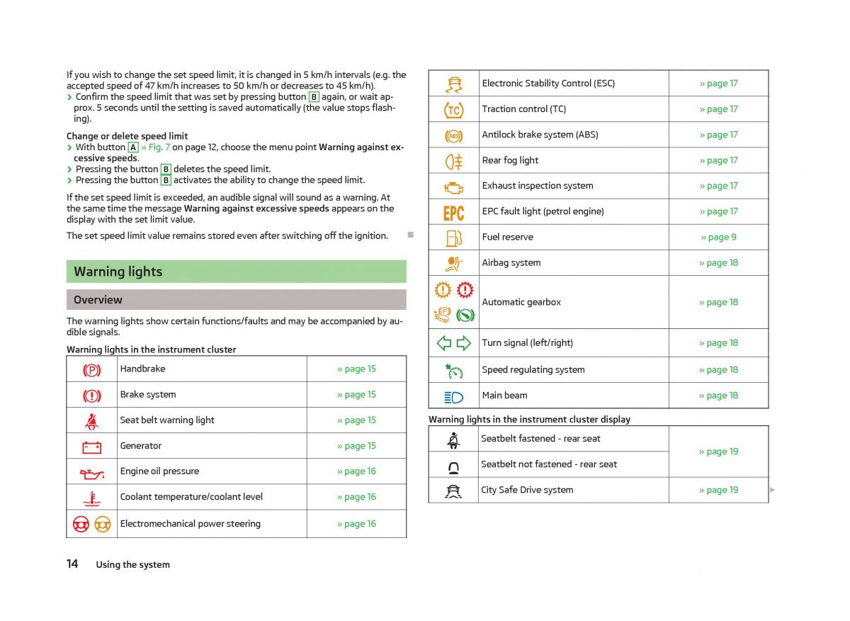 Skoda Citigo owners manual / page 16